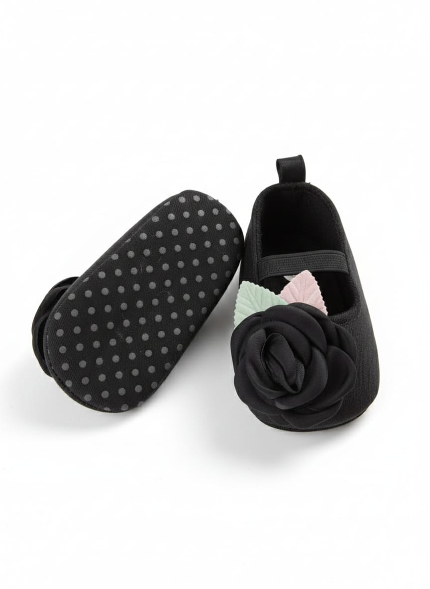 Infant Black Matte Finish Rosette Bellie