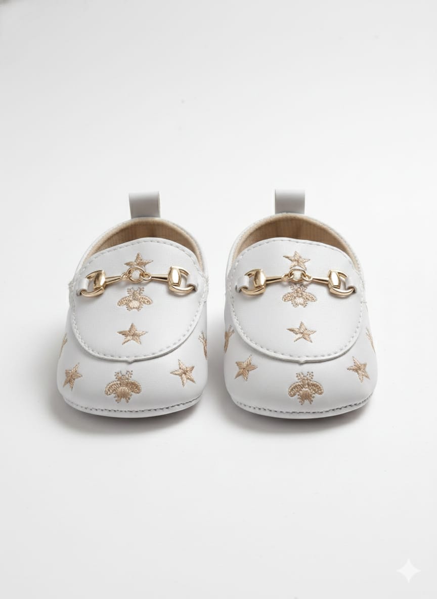 Infant Embroidered White Loafers