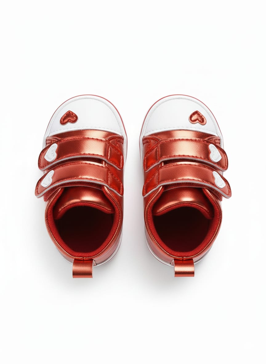Infant  Metallic Heart Sneakers Red