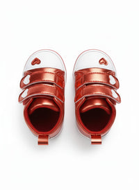 Infant  Metallic Heart Sneakers Red