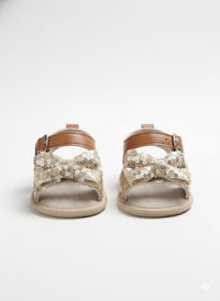 Infant Sandals with Gold sequined bow