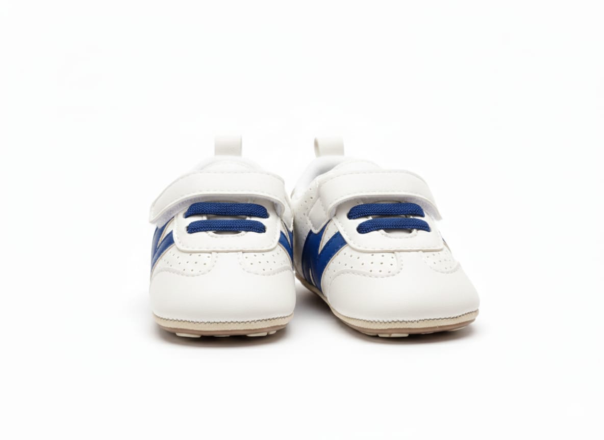 Infant Sporty Sneakers -White with blue