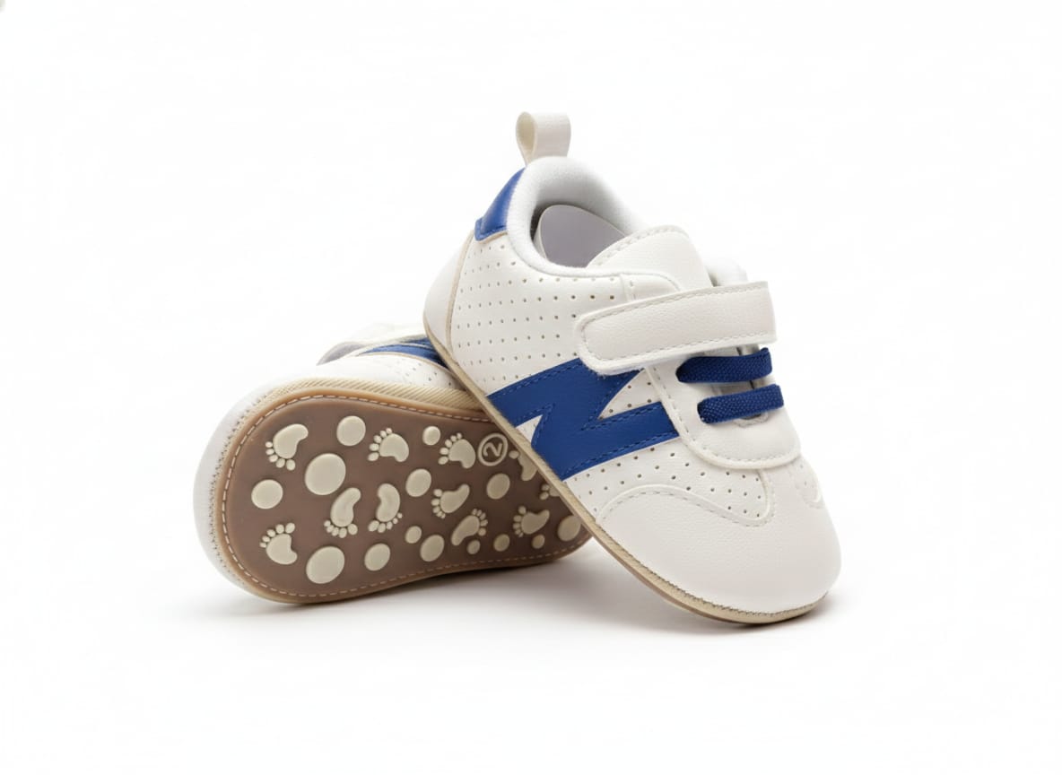 Infant Sporty Sneakers -White with blue