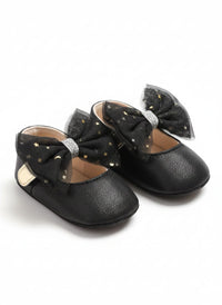 Infant girl's Black Mary Jane flats with Tulle Bow