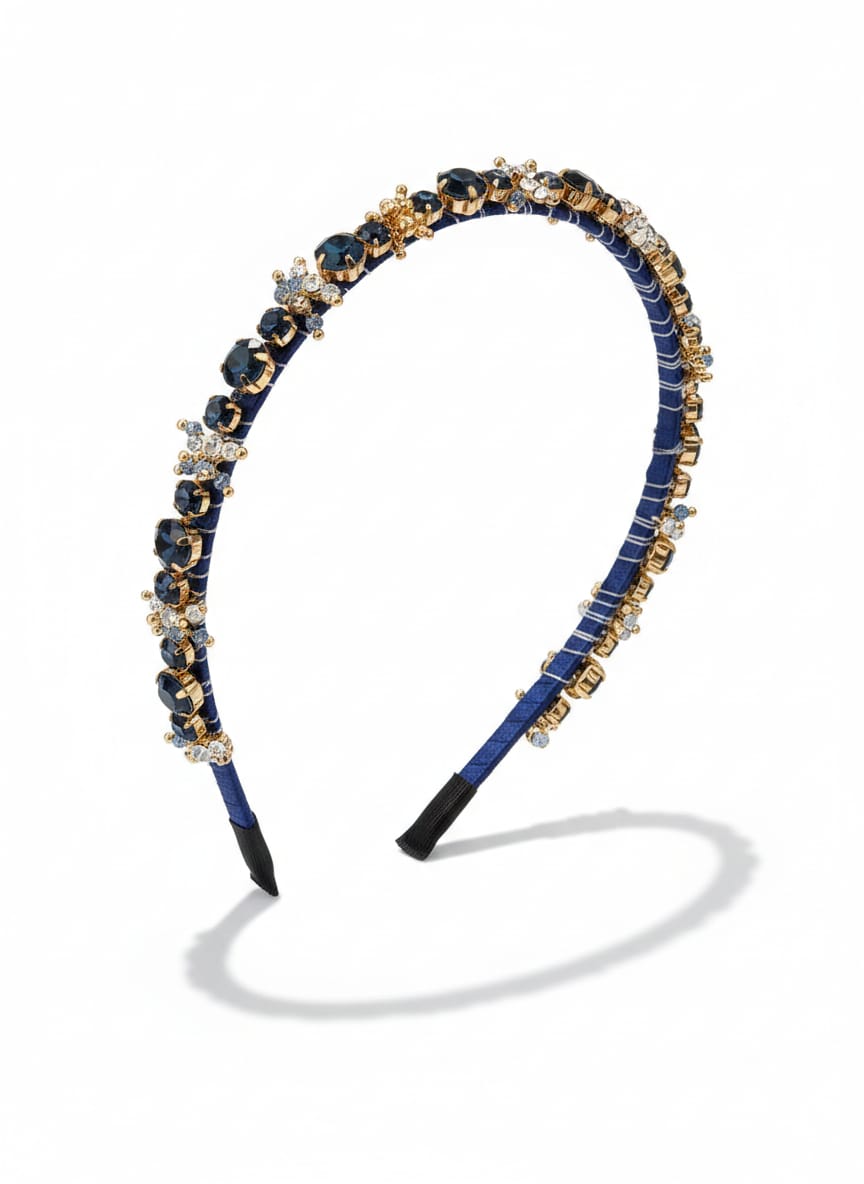 Jeweled Navy Blue& Silver Headband
