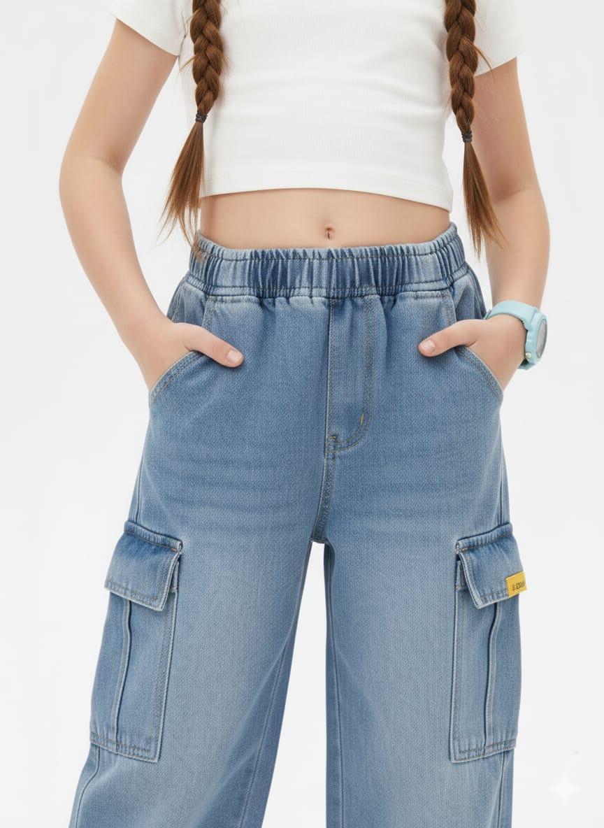 Light Blue Cargo Style Jeans