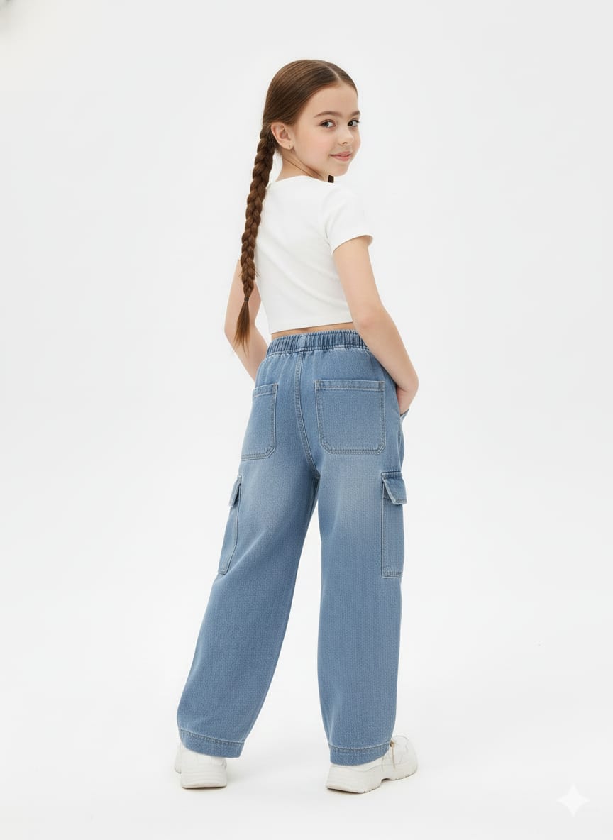 Light Blue Cargo Style Jeans