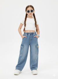 Light Blue Cargo Style Jeans