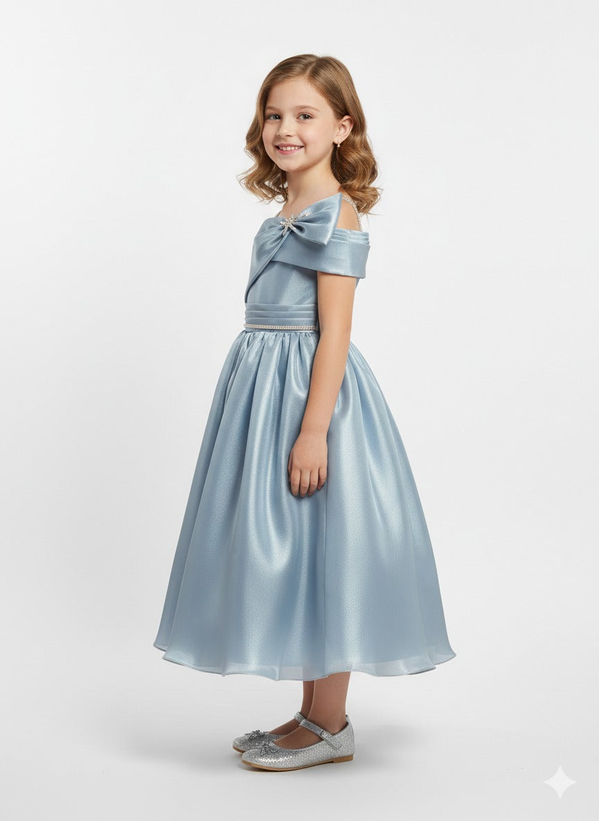 Light Blue Satin-finish Gown