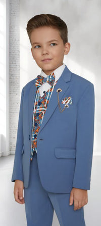 Light Steel Blue Three-Piece Formal Suit