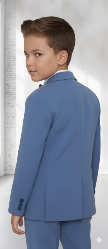 Light Steel Blue Three-Piece Formal Suit