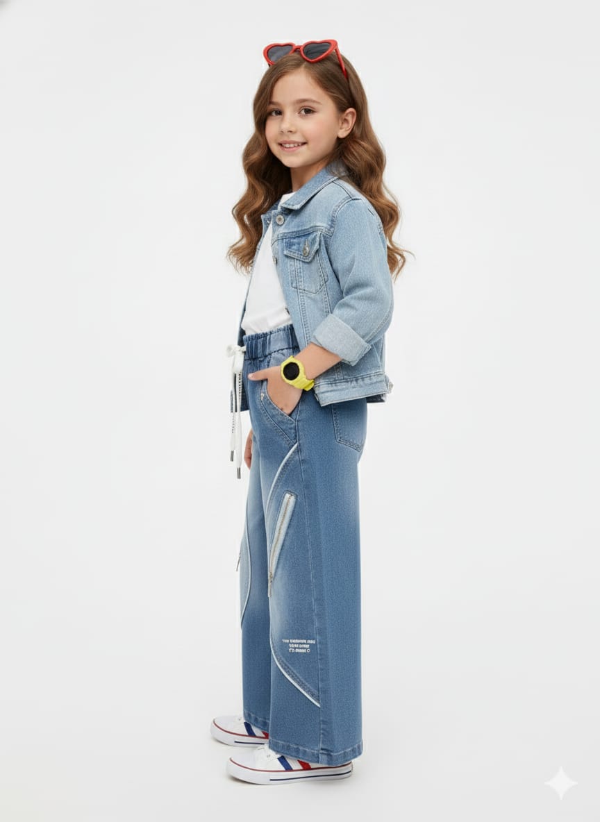 Light Wash Denim Zipper Jeans