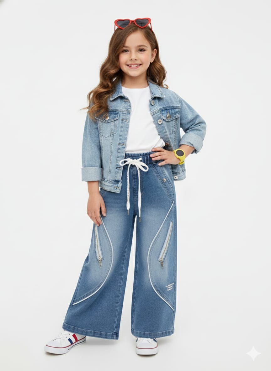 Light Wash Denim Zipper Jeans