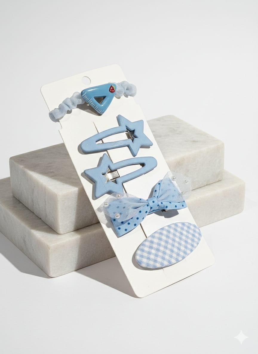 Light blue hair accessories Card