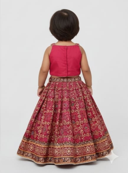 Magenta Lehenga choli set with detailed work