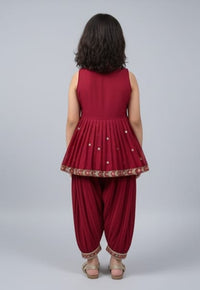 Maroon Peplum and Dhoti Set
