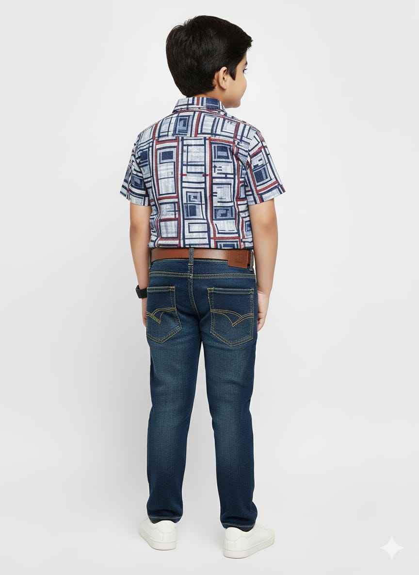 Mid-to-Dark Wash Blue Jeans