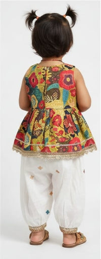 Multicolour Infant Sleeveless Top and Dhoti Set