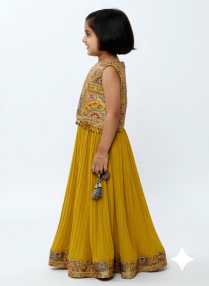 Mustard Embroidered Lehenga Set