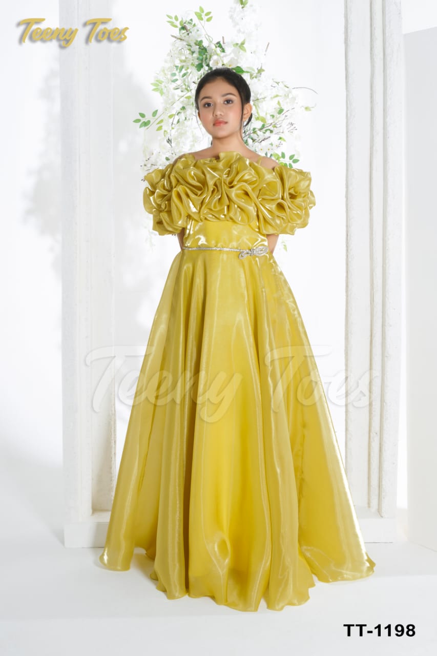 Mustard Off shoulder Gown