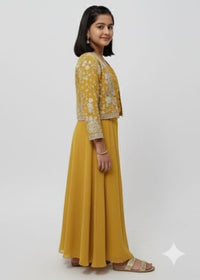 Mustard Yellow Embroidered Jacket and Palazzo Set