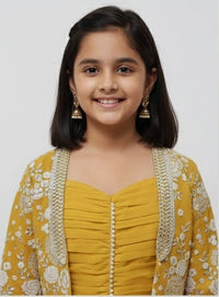 Mustard Yellow Embroidered Jacket and Palazzo Set