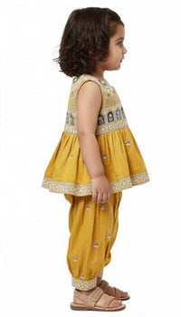 Mustard Yellow Embroidered Peplum Set