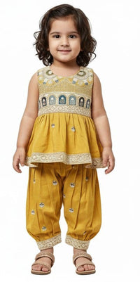 Mustard Yellow Embroidered Peplum Set