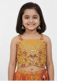 Mustard Yellow and Orange Lehenga Choli set