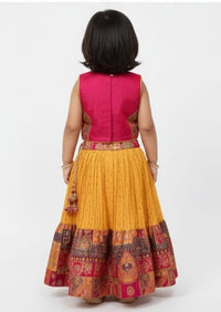 Mustard Yellow with Pink Brocade Top