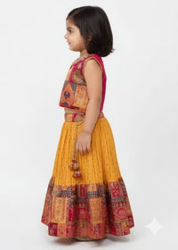 Mustard Yellow with Pink Brocade Top