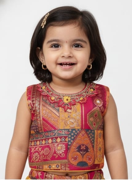 Mustard Yellow with Pink Brocade Top