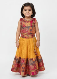 Mustard Yellow with Pink Brocade Top