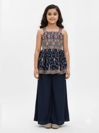 Navy Blue Peplum Top and Palazzo Set