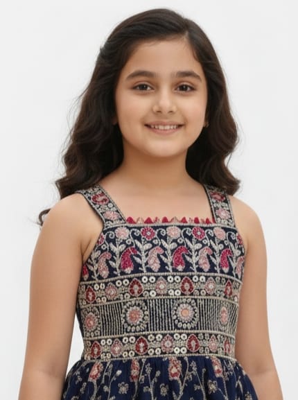 Navy Blue Peplum Top and Palazzo Set