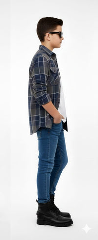 Navy Grey Check Shirt