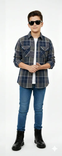 Navy Grey Check Shirt