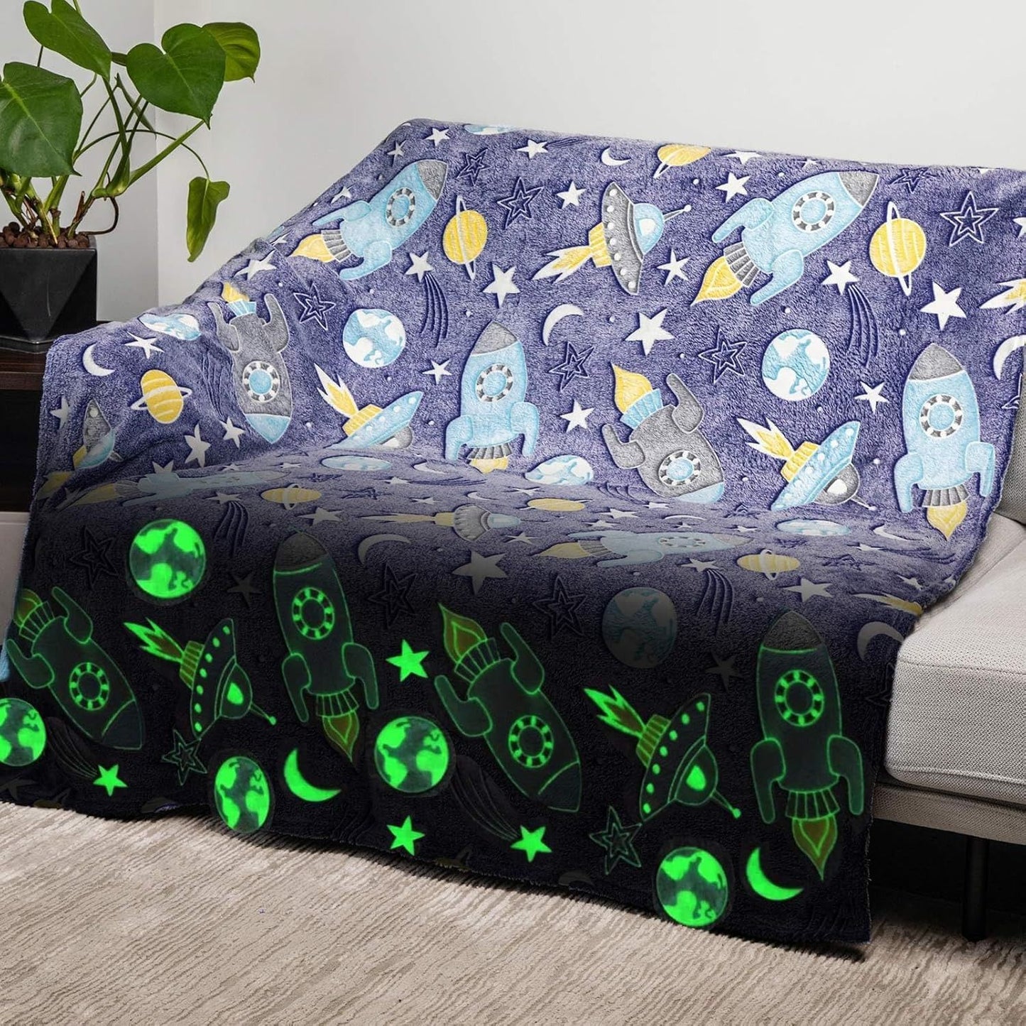 Space Glow in the Dark Blanket Big Size