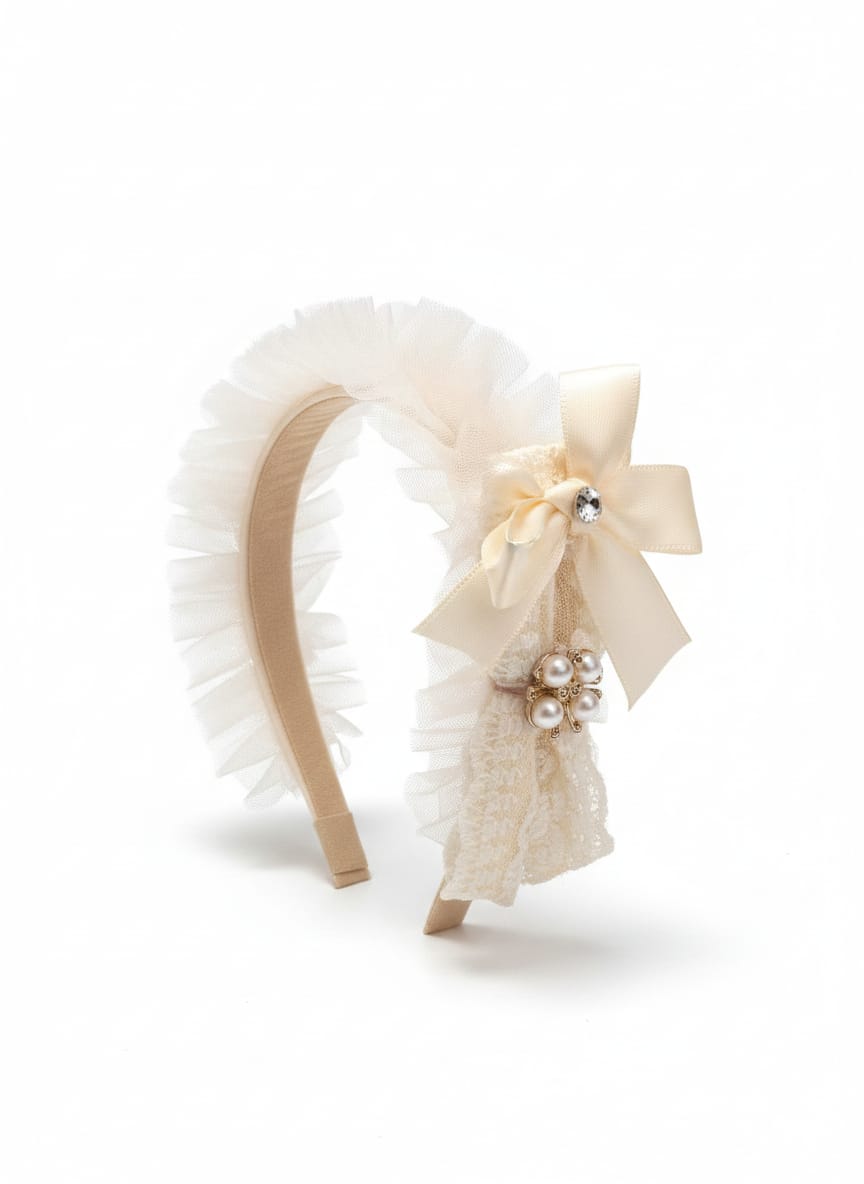 Off-white Ruffled Tulle Headband