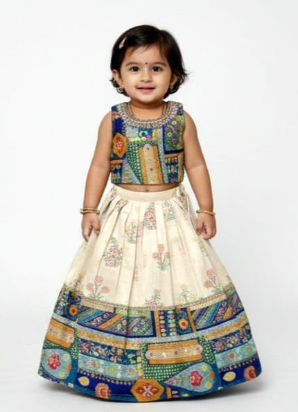 Off-white lehenga with Brocade Top
