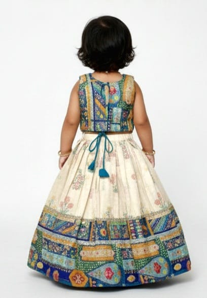 Off-white lehenga with Brocade Top