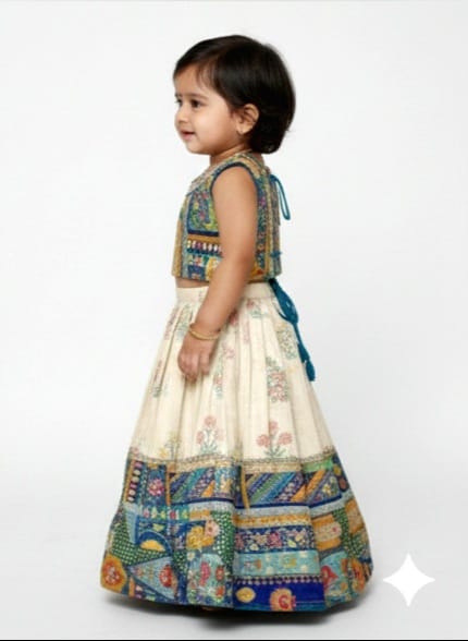 Off-white lehenga with Brocade Top
