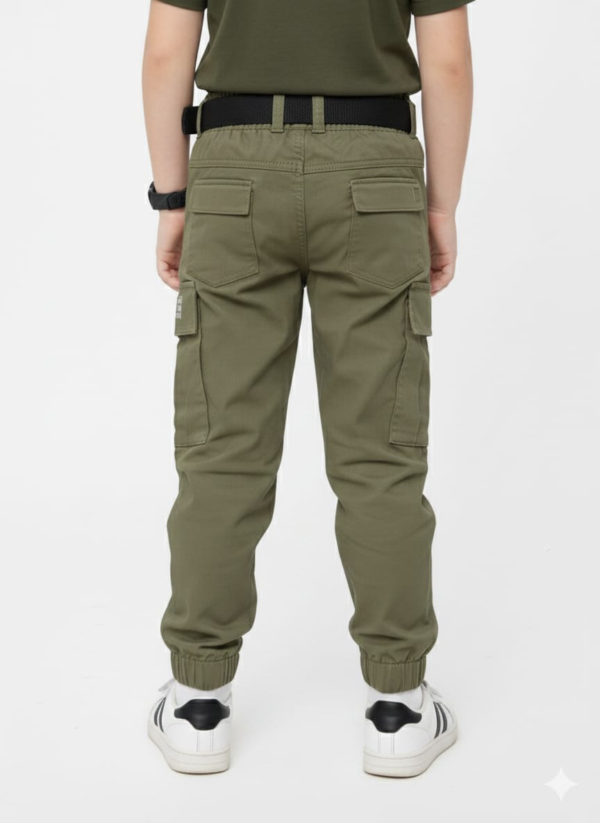 Olive Green Cargo-Style Joggers