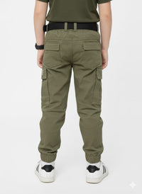 Olive Green Cargo-Style Joggers
