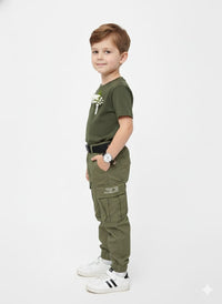 Olive Green Cargo-Style Joggers