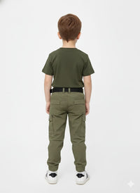 Olive Green Cargo-Style Joggers