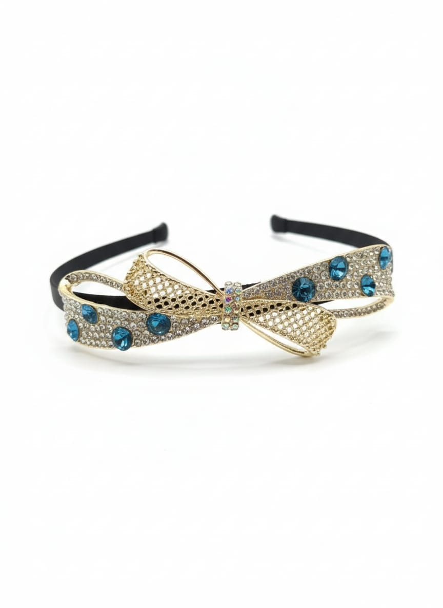 Ornate Bow Design Hair Band – Blue