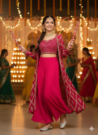 3-piece Rani Long Jacket Sharara Set