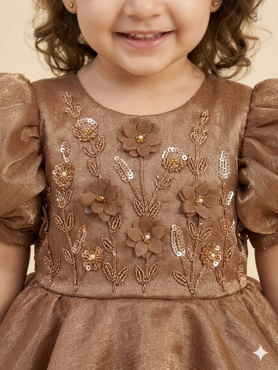 Shimmering Bronze-toned Party Dress