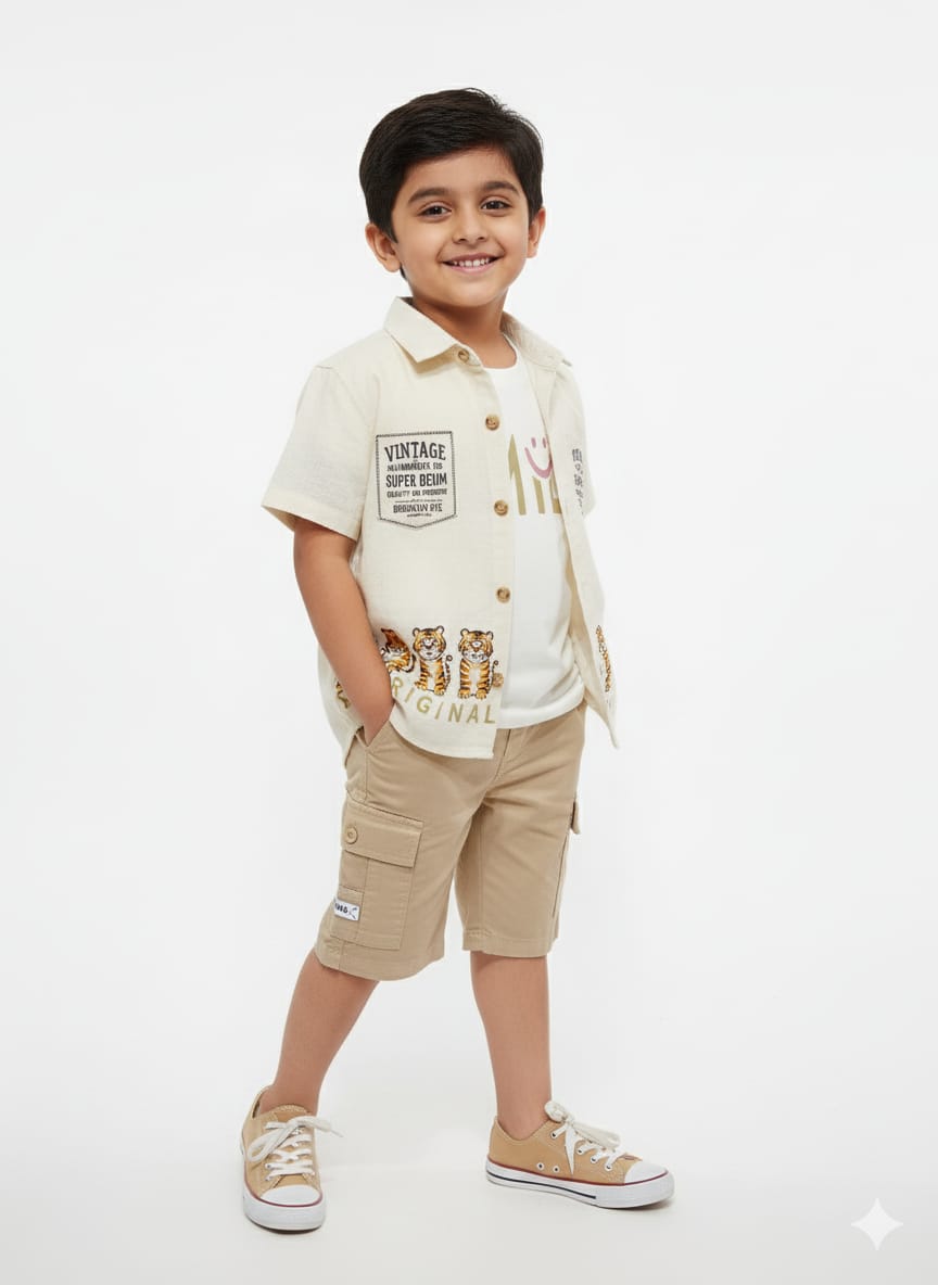 Boys Casual Safari-Themed Shirt